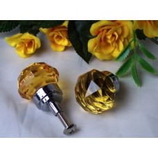 SMALL Amber Solid Crystal Glass DrawerDoor Pull
