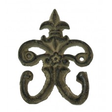 Cast Iron Fleur De Lis Double Hooks Set of 6