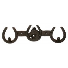 Cast Iron Horse Horseshoe 2 Hook Rack