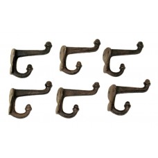 Cast Iron Double Acorn Hook Rust Set of 6