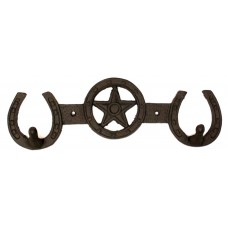 Cast Iron Star Horseshoe 2 Hook Rack