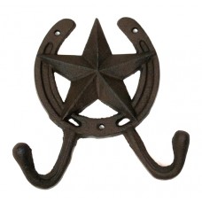 Cast Iron Star Horseshoe 2 Hook Rack