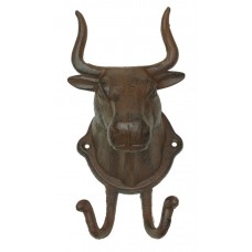 large Steer Wall Hanger W 2 Hooks