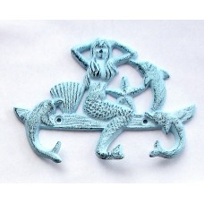 Cast Iron Mermaid/Dolphin W/3 Hooks