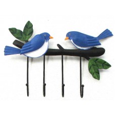 Metal Bluebird 4 Wall Hooks