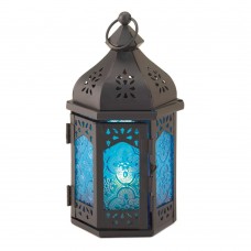 Blue Glass Moroccan Lantern