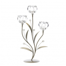 Crystal Flower Triple Candle Holder