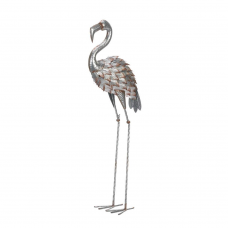 Galvanized Flamingo Statue