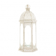 Graceful Distressed White Lantern (L)