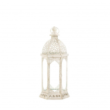 Graceful Distressed White Lantern (S)