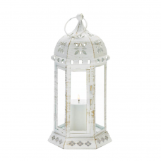 Large Distressed Floral Lantern