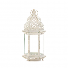 Large Distressed White Lantern