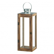 Large Metal Top Square Wood Lantern