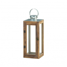 Metal Top Square Wood Lantern