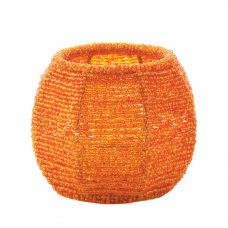 Orange Beaded Candle Holder