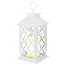 White Criss Cross LED Candle Lantern