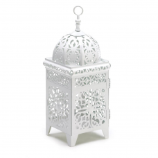 White Filigree Candle Lantern